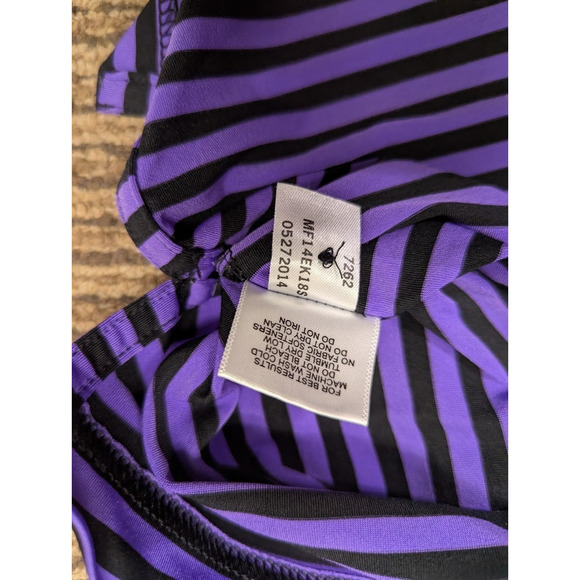 Peter Millar Summer Comfort Striped Golf Polo Logo M Purple Black Custom Spandex - Picture 9 of 9
